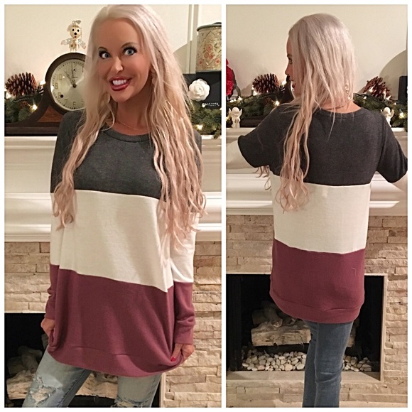 LAST 1! 🛍 Cozy Color Block Tunic Sweatshirt! - Picture 2 of 5